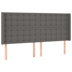 vidaXL Cabecero con orejas de cuero sintético gris 203x16x118/128 cm