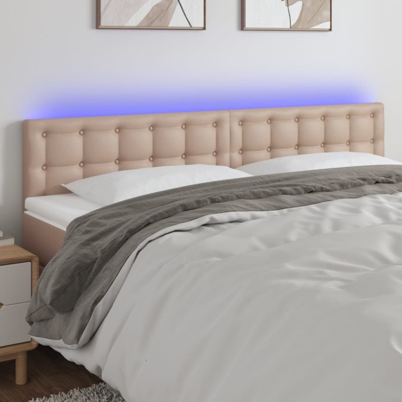 vidaXL Cabecero con LED cuero sintético color capuchino 180x5x78/88 cm vidaXL Cabecero con LED cuero sintético color capuchino 180x5x78/88 cm