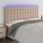 vidaXL Cabecero luces LED cuero sintético capuchino 180x5x118/128 cm vidaXL Cabecero luces LED cuero sintético capuchino 180x5x118/128 cm