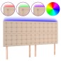 vidaXL Cabecero luces LED cuero sintético capuchino 180x5x118/128 cm vidaXL Cabecero luces LED cuero sintético capuchino 180x5x118/128 cm