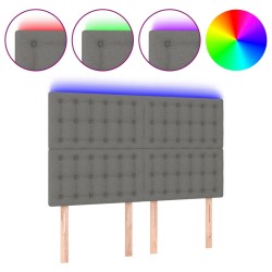 vidaXL Cabecero con luces LED tela gris oscuro 144x5x118/128 cm