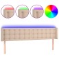 vidaXL Cabecero con LED cuero sintético capuchino 183x16x78/88 cm