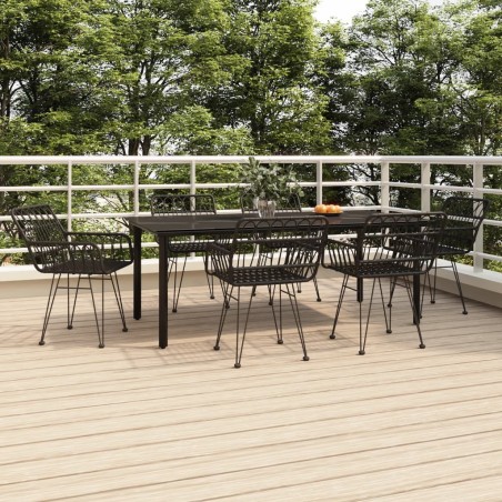 vidaXL Juego de comedor de jardín 7 piezas ratán sintético negro