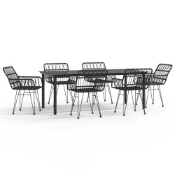 vidaXL Juego de comedor de jardín 7 piezas ratán sintético negro