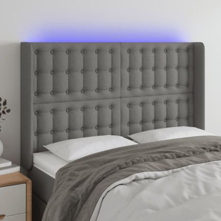 vidaXL Cabecero con LED de tela gris oscuro 147x16x118/128 cm