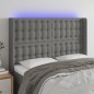 vidaXL Cabecero con LED de tela gris oscuro 147x16x118/128 cm