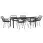 vidaXL Juego de comedor de jardín 7 piezas ratán sintético negro vidaXL Juego de comedor de jardín 7 piezas ratán sintético negro