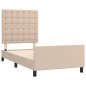 vidaXL Estructura de cama cabecero cuero sintético capuchino 90x200 cm vidaXL Estructura de cama cabecero cuero sintético capuchino 90x200 cm