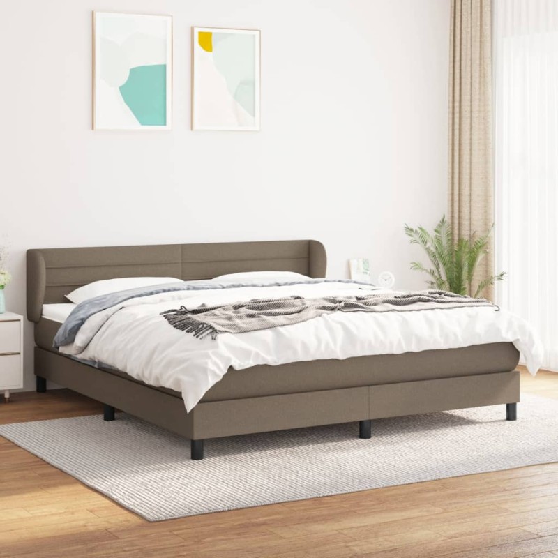 vidaXL Cama box spring con colchón tela gris taupe 160x200 cm vidaXL Cama box spring con colchón tela gris taupe 160x200 cm