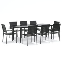 vidaXL Juego de comedor para jardín 9 piezas ratán sintético y acero
