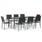 vidaXL Juego de comedor para jardín 9 piezas ratán sintético y acero vidaXL Juego de comedor para jardín 9 piezas ratán sintético y acero
