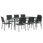 vidaXL Juego de comedor para jardín 9 piezas ratán sintético y acero vidaXL Juego de comedor para jardín 9 piezas ratán sintético y acero