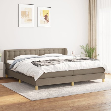 vidaXL Cama box spring con colchón tela gris taupe 200x200 cm