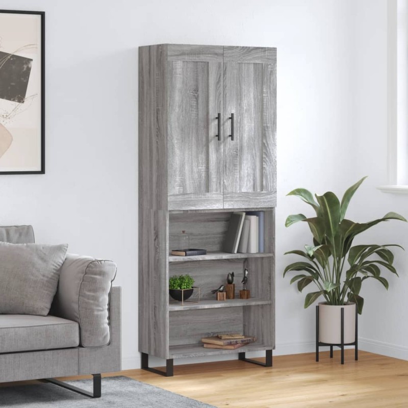 vidaXL Aparador alto madera contrachapada gris sonoma 69,5x34x180 cm vidaXL Aparador alto madera contrachapada gris sonoma 69,5x34x180 cm
