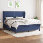 vidaXL Cama box spring con colchón tela azul 180x200 cm vidaXL Cama box spring con colchón tela azul 180x200 cm