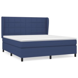 vidaXL Cama box spring con colchón tela azul 160x200 cm