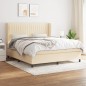 vidaXL Cama box spring con colchón tela color crema 160x200 cm vidaXL Cama box spring con colchón tela color crema 160x200 cm