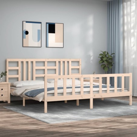 vidaXL Estructura de cama con cabecero madera maciza 200x200 cm