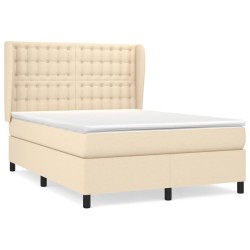vidaXL Cama box spring con colchón tela color crema 140x190 cm