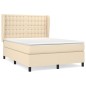 vidaXL Cama box spring con colchón tela color crema 140x190 cm vidaXL Cama box spring con colchón tela color crema 140x190 cm