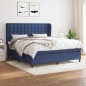 vidaXL Cama box spring con colchón tela azul 180x200 cm