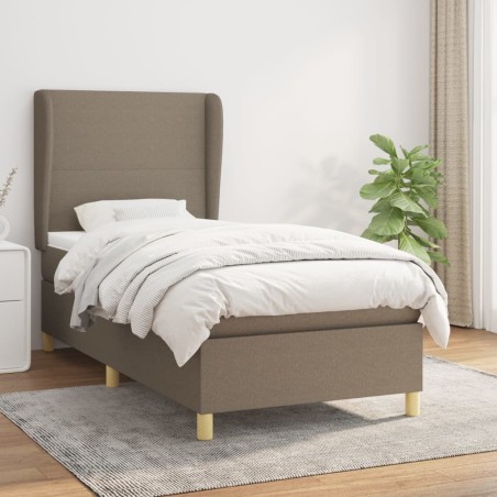 vidaXL Cama box spring con colchón tela gris taupe 100x200 cm