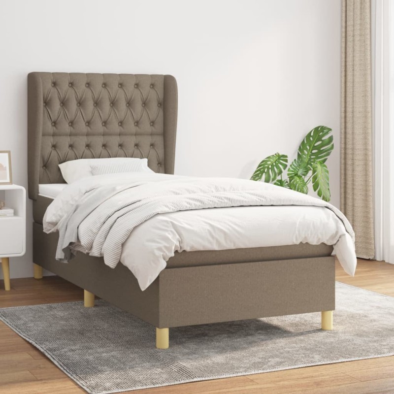 vidaXL Cama box spring con colchón tela gris taupe 100x200 cm vidaXL Cama box spring con colchón tela gris taupe 100x200 cm