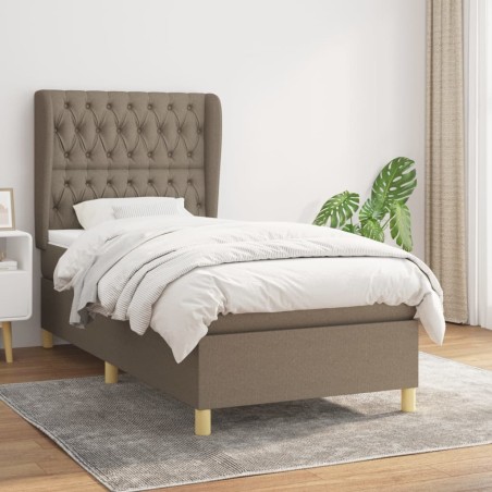 vidaXL Cama box spring con colchón tela gris taupe 100x200 cm