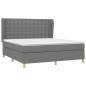vidaXL Cama box spring con colchón tela gris oscuro 180x200 cm