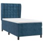 vidaXL Cama box spring con colchón terciopelo azul oscuro 100x200 cm vidaXL Cama box spring con colchón terciopelo azul oscuro 100x200 cm