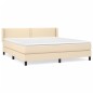 vidaXL Cama box spring con colchón tela color crema 160x200 cm