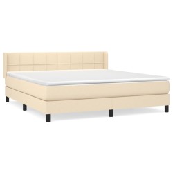 vidaXL Cama box spring con colchón tela color crema 180x200 cm
