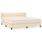 vidaXL Cama box spring con colchón tela color crema 180x200 cm