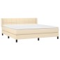 vidaXL Cama box spring con colchón tela color crema 180x200 cm
