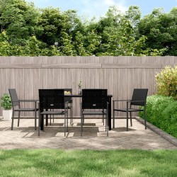 vidaXL Juego de comedor para jardín 7 piezas ratán sintético y acero