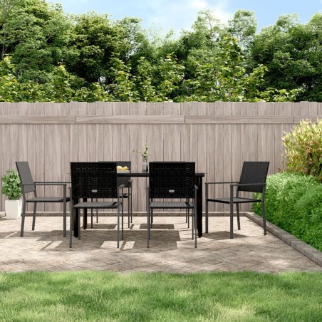 vidaXL Juego de comedor para jardín 7 piezas ratán sintético y acero