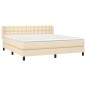 vidaXL Cama box spring con colchón tela color crema 160x200 cm