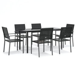 vidaXL Juego de comedor para jardín 7 piezas ratán sintético y acero