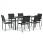 vidaXL Juego de comedor para jardín 7 piezas ratán sintético y acero vidaXL Juego de comedor para jardín 7 piezas ratán sintético y acero