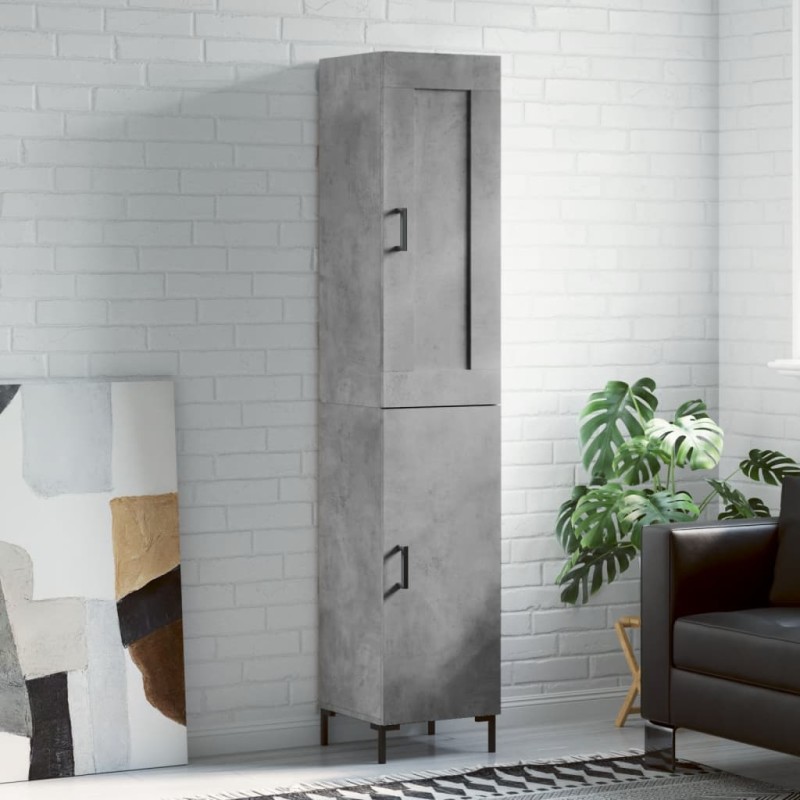 vidaXL Aparador de madera contrachapada gris hormigón 34,5x34x180 cm vidaXL Aparador de madera contrachapada gris hormigón 34,5x34x180 cm