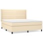 vidaXL Cama box spring con colchón tela color crema 160x200 cm