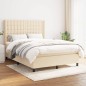 vidaXL Cama box spring con colchón tela color crema 140x190 cm vidaXL Cama box spring con colchón tela color crema 140x190 cm