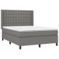 vidaXL Cama box spring con colchón tela gris oscuro 140x190 cm