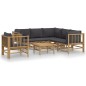 vidaXL Set de muebles de jardín 7 piezas bambú con cojines gris oscuro vidaXL Set de muebles de jardín 7 piezas bambú con cojines gris oscuro