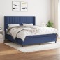 vidaXL Cama box spring con colchón tela azul 160x200 cm vidaXL Cama box spring con colchón tela azul 160x200 cm