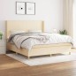 vidaXL Cama box spring con colchón tela color crema 180x200 cm