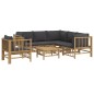 vidaXL Set de muebles de jardín 7 piezas bambú con cojines gris oscuro vidaXL Set de muebles de jardín 7 piezas bambú con cojines gris oscuro