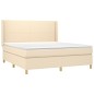 vidaXL Cama box spring con colchón tela color crema 180x200 cm