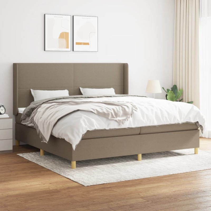 vidaXL Cama box spring con colchón tela gris taupe 200x200 cm vidaXL Cama box spring con colchón tela gris taupe 200x200 cm