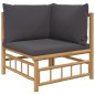 vidaXL Set de muebles de jardín 7 piezas bambú con cojines gris oscuro vidaXL Set de muebles de jardín 7 piezas bambú con cojines gris oscuro